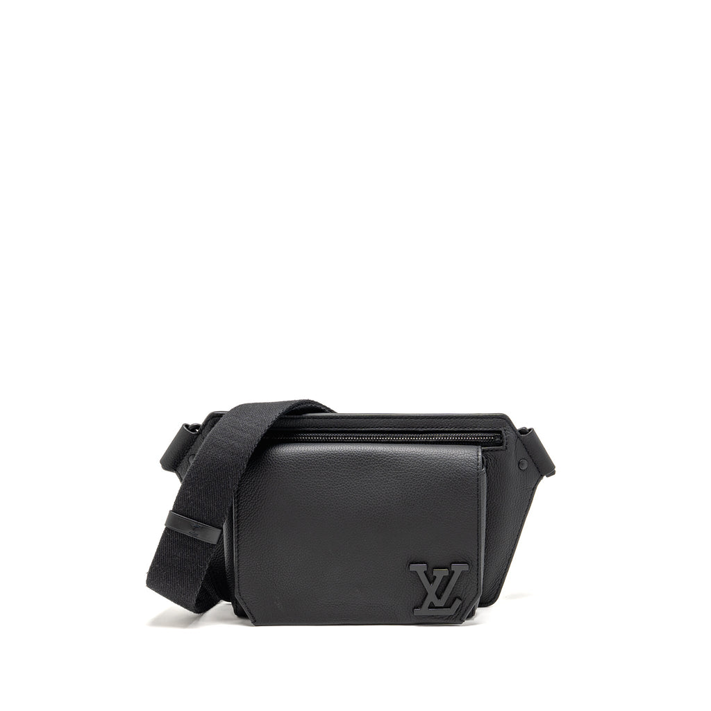 LOUIS VUITTON AEROGRAM TAKEOFF SLING BLACK GRAINED CALFSKIN BLACK HARDWARE