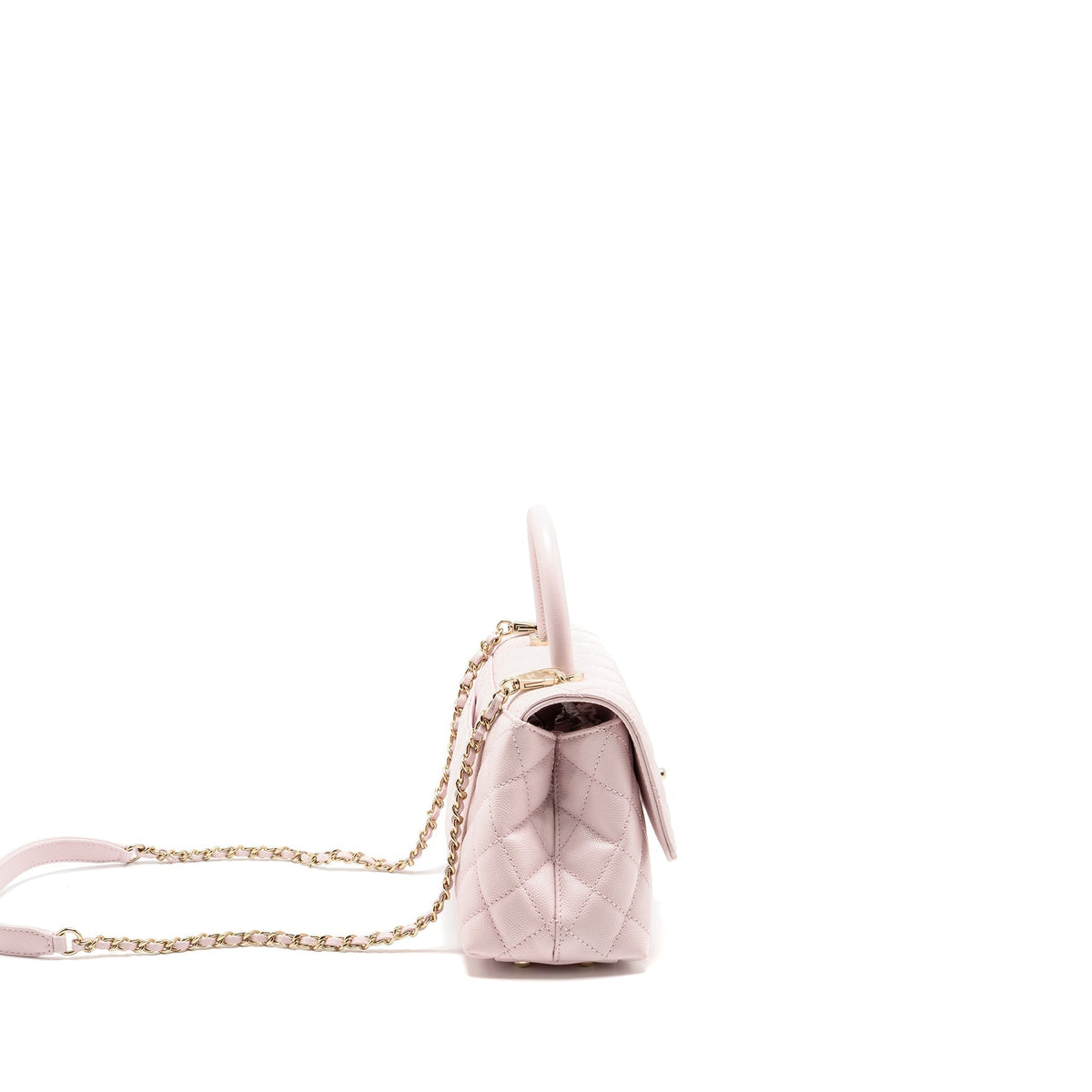 CHANEL SMALL COCO HANDLE CAVIAR LIGHT PINK LGHW (MICROCHIP)