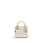 DIOR MINI LADY DIOR LAMBSKIN WHITE LGHW