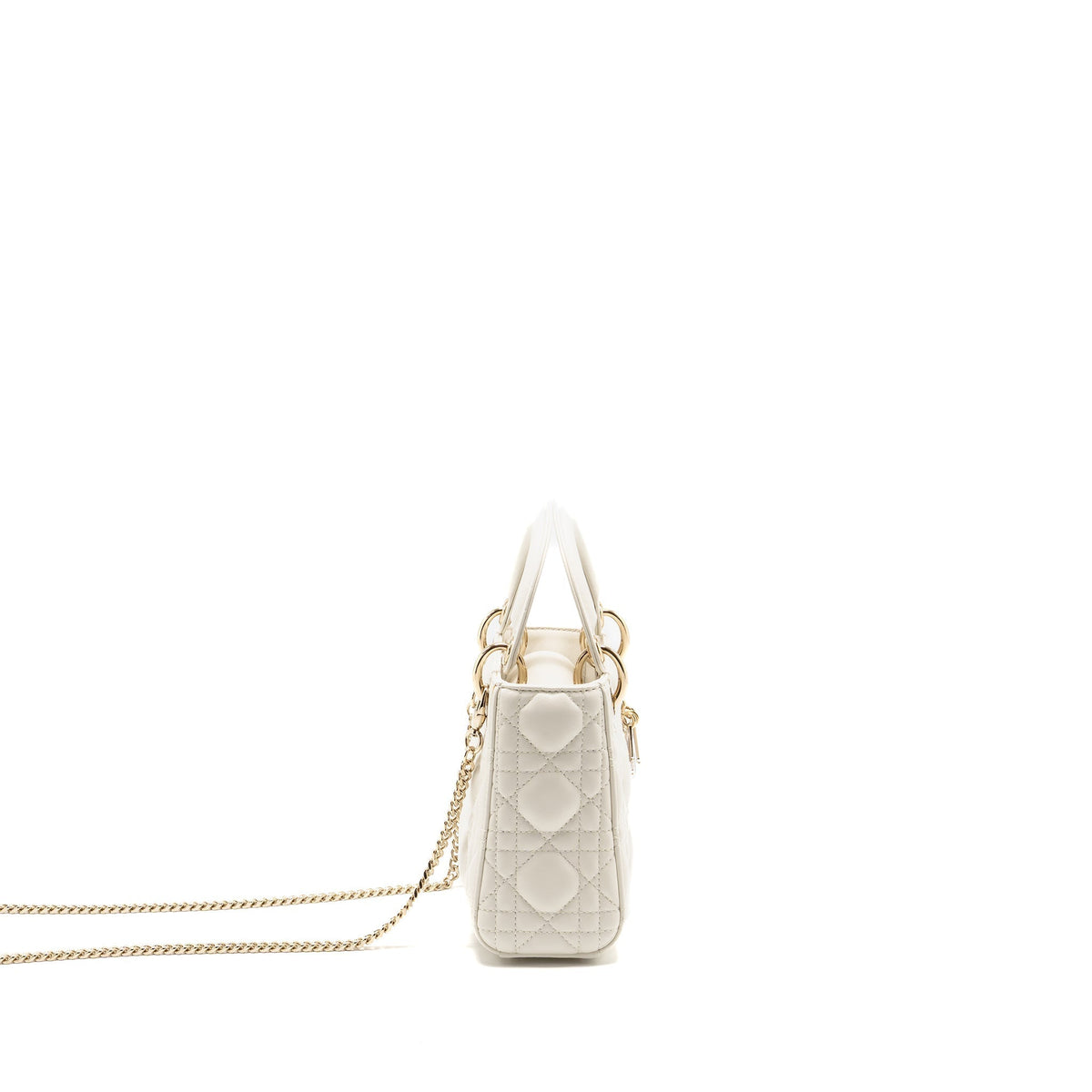 DIOR MINI LADY DIOR LAMBSKIN WHITE LGHW