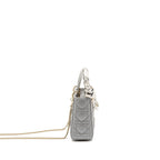 DIOR MINI LADY DIOR LAMBSKIN IRIDESCENT GREY LGHW