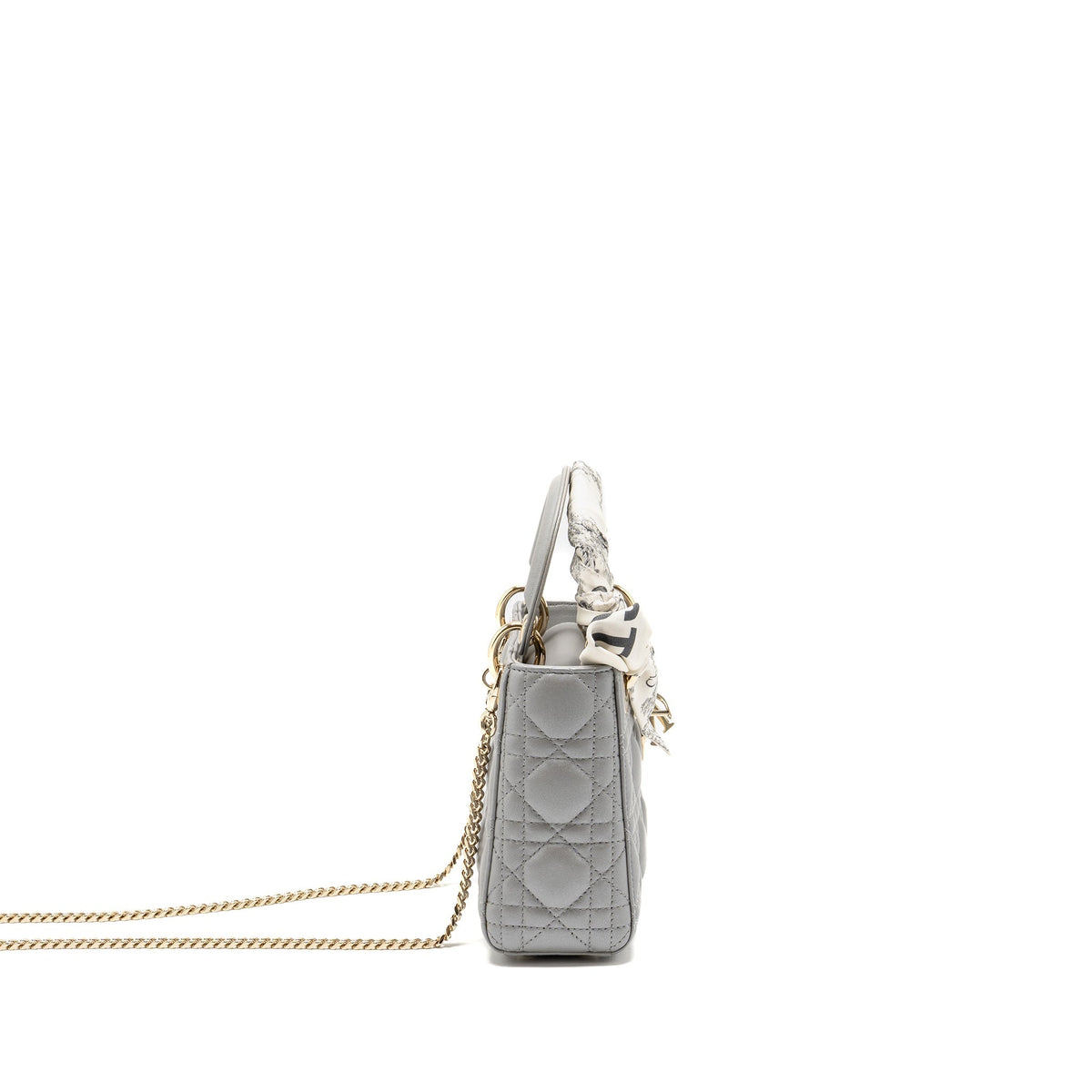DIOR MINI LADY DIOR LAMBSKIN IRIDESCENT GREY LGHW