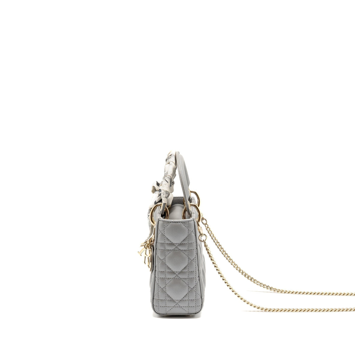 DIOR MINI LADY DIOR LAMBSKIN IRIDESCENT GREY LGHW