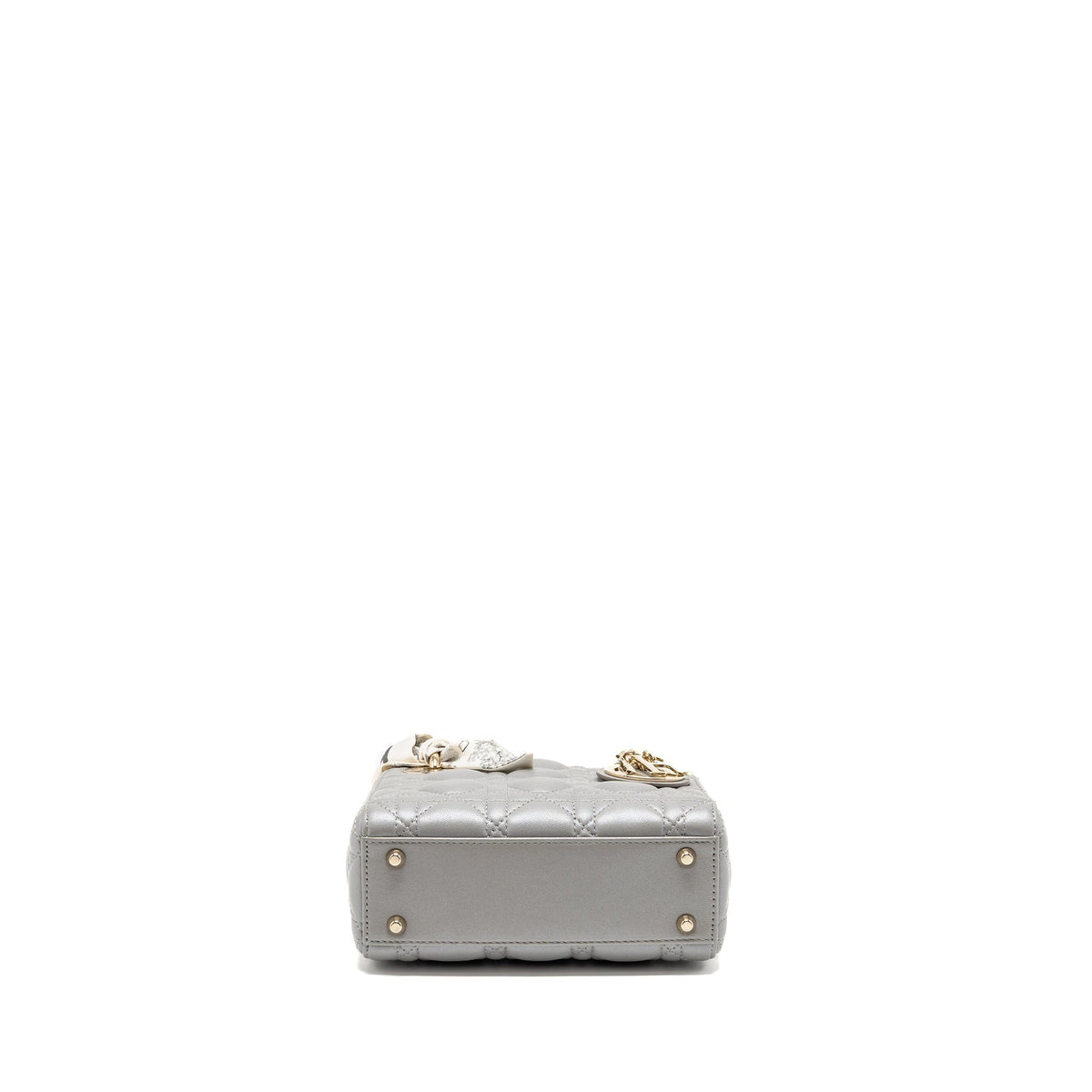 DIOR MINI LADY DIOR LAMBSKIN IRIDESCENT GREY LGHW