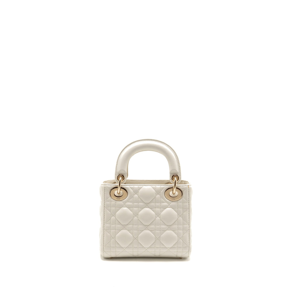 DIOR MINI LADY DIOR LAMBSKIN WHITE LGHW