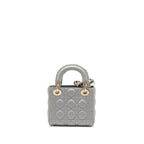 DIOR MINI LADY DIOR LAMBSKIN IRIDESCENT GREY LGHW