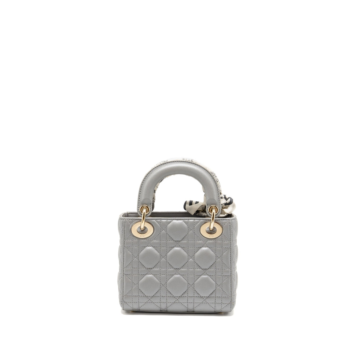 DIOR MINI LADY DIOR LAMBSKIN IRIDESCENT GREY LGHW