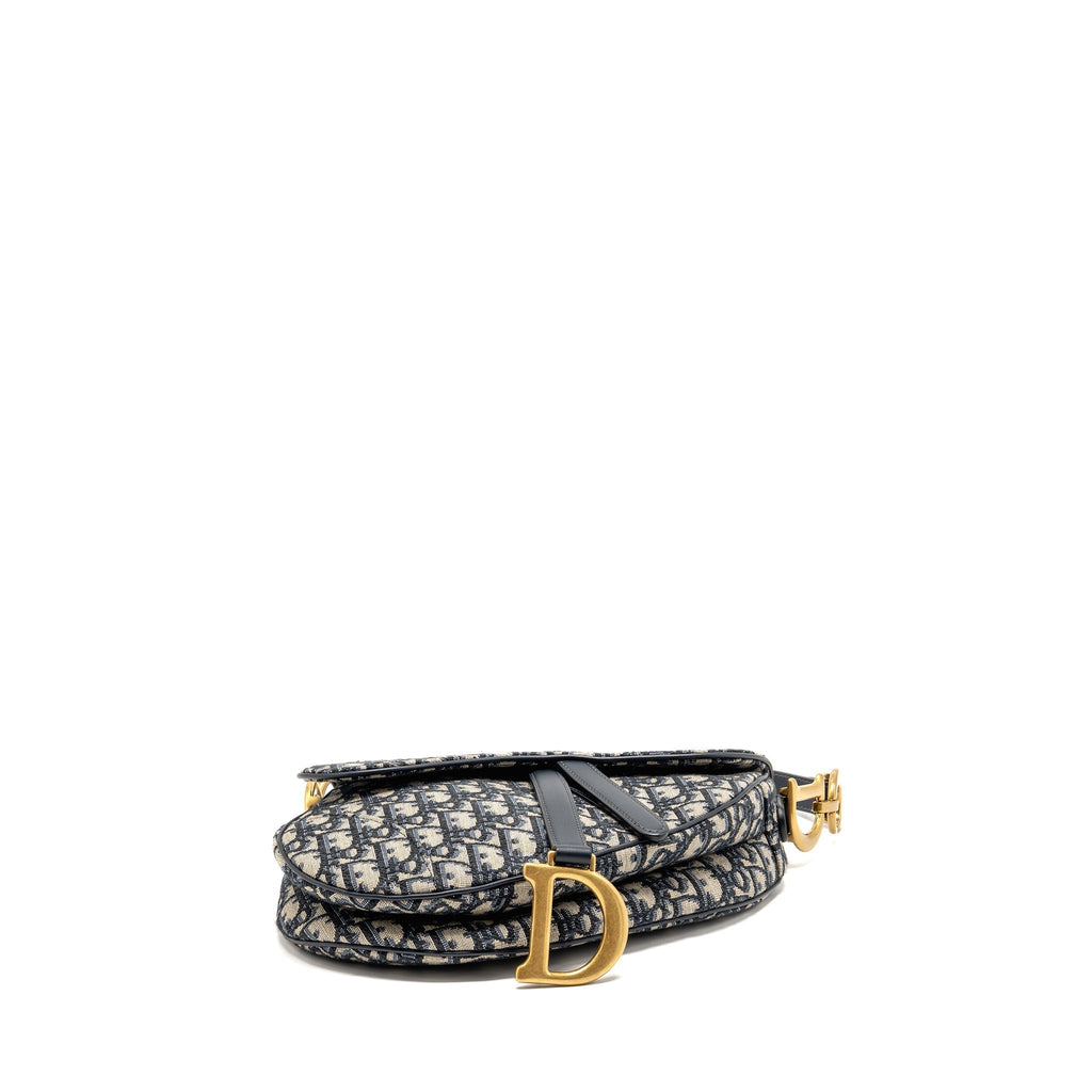 DIOR MEDIUM SADDLE BAG BLUE OBLIQUE CANVAS GHW