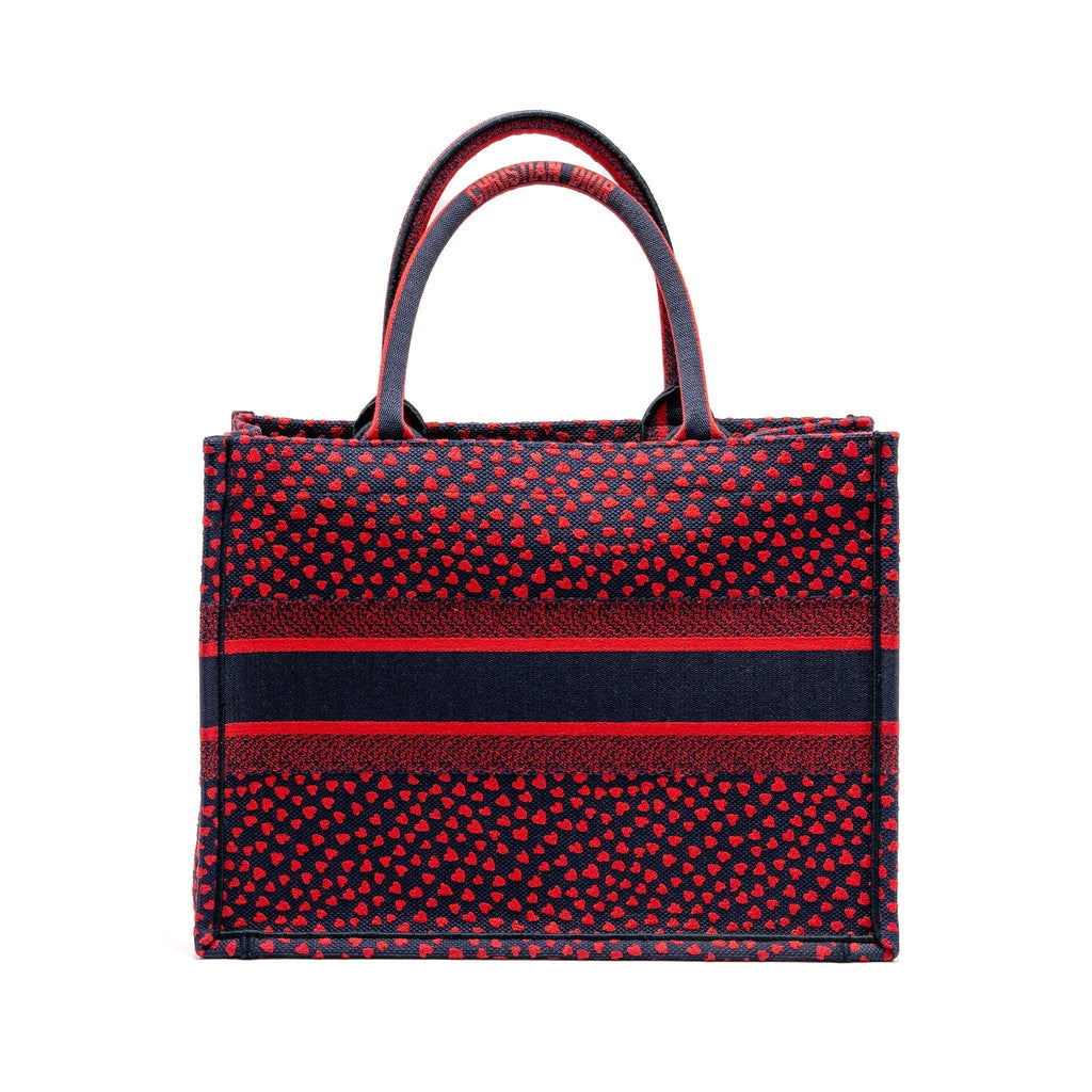 DIOR MEDIUM DIOR BOOK TOTE I LOVE PARIS CANVAS RED / NAVY