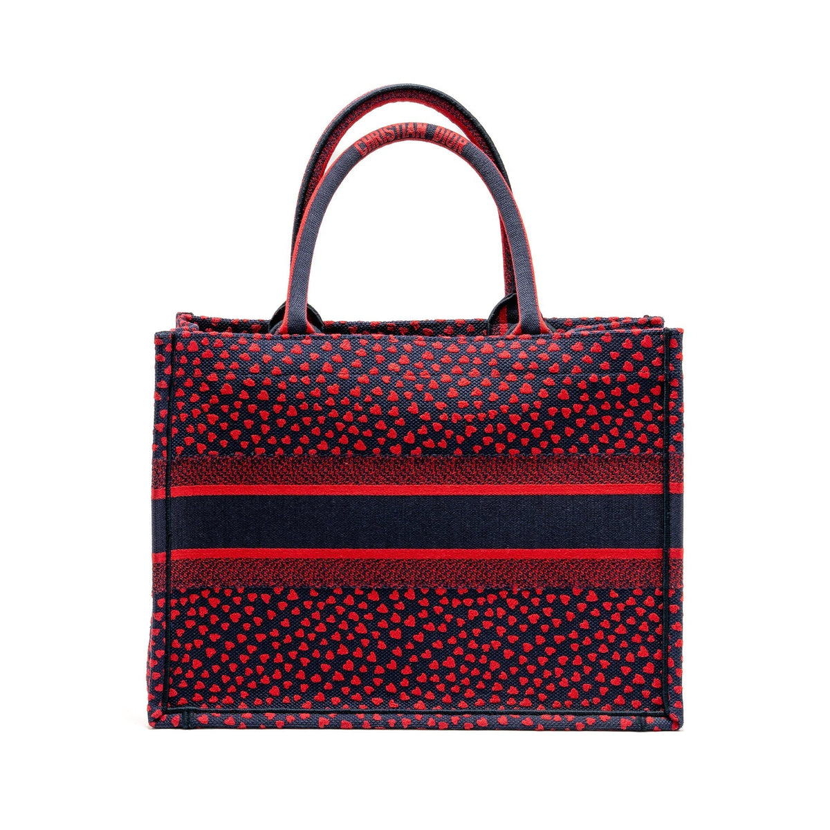 DIOR MEDIUM DIOR BOOK TOTE I LOVE PARIS CANVAS RED / NAVY