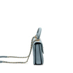 CHANEL TOP HANDLE TRENDY CC FLAP BAG CHEVRON LAMBSKIN BLUE LGHW