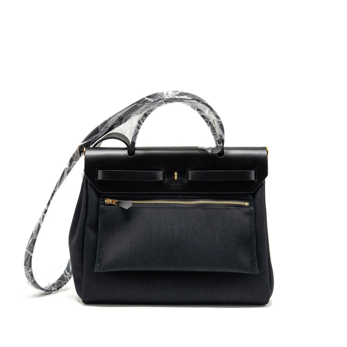Hermes Herbag 31 Zip Bag Canvas/Hunter Leather Black GHW