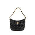 CHANEL 22K HOBO SHOULDER BAG LAMBSKIN BLACK GHW