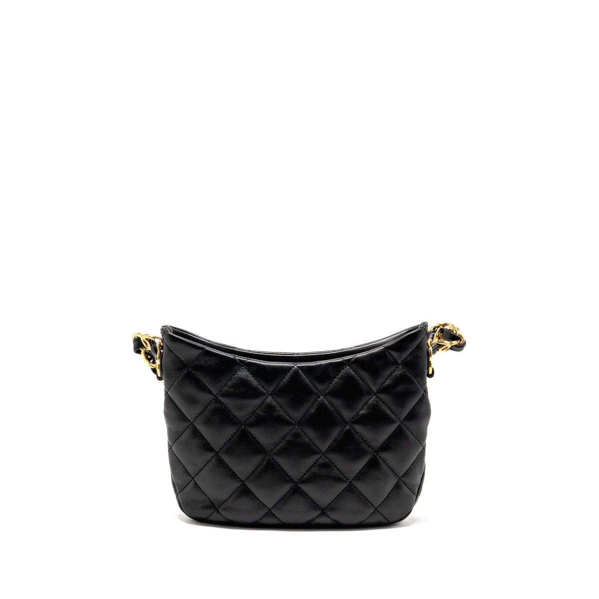CHANEL 22K HOBO SHOULDER BAG LAMBSKIN BLACK GHW