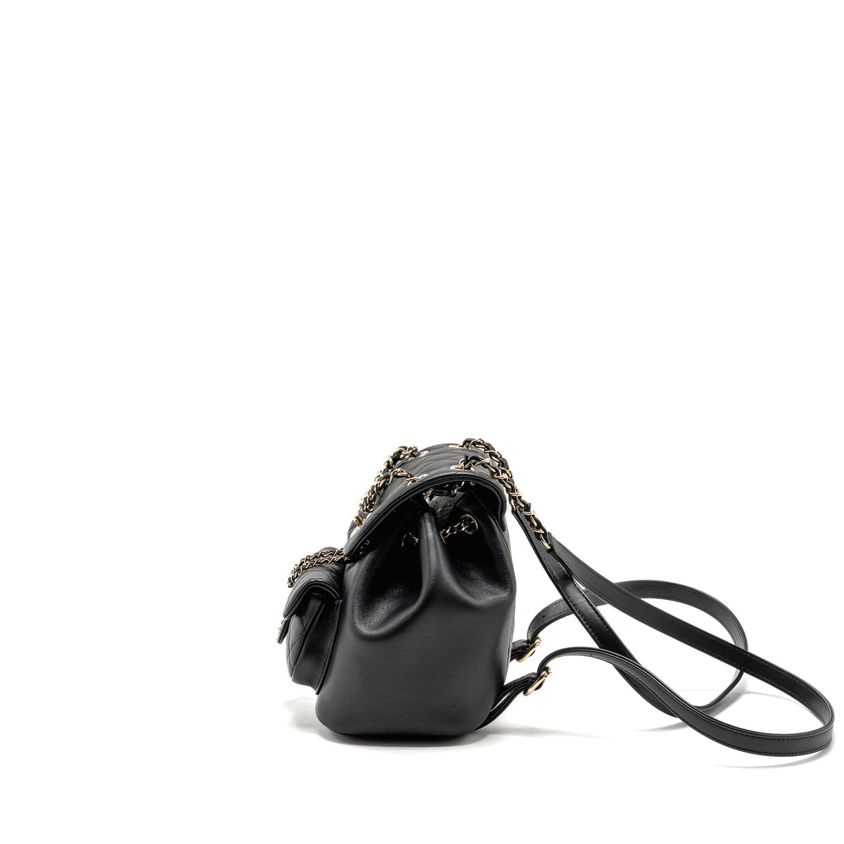 CHANEL 24P MINI DUMA BACKPACK CALFSKIN BLACK LGHW (MICROCHIP)