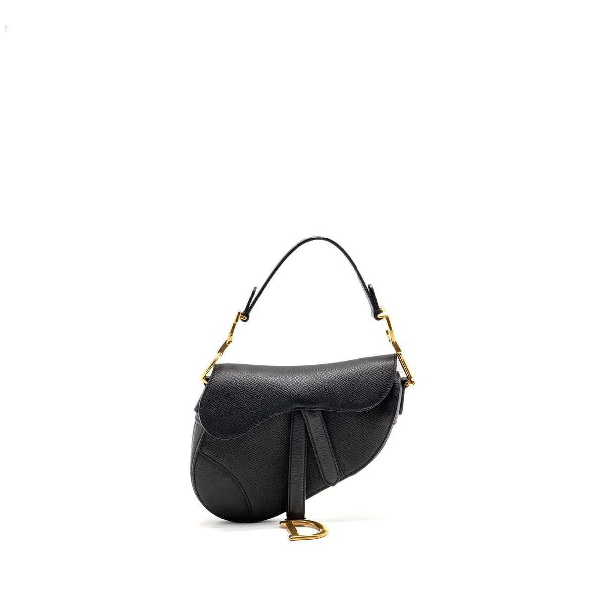 DIOR MINI SADDLE GRAINED CALFSKIN BLACK GHW