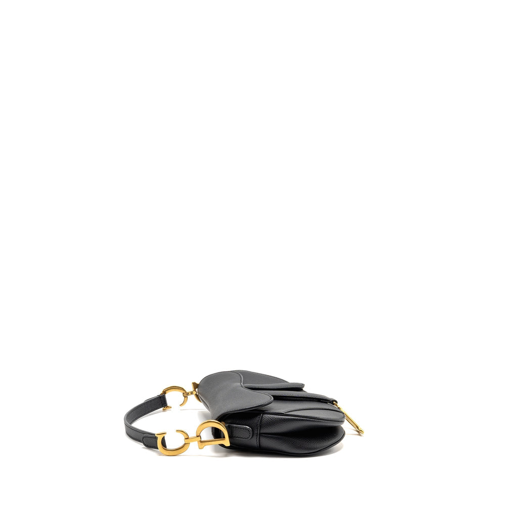 DIOR MINI SADDLE GRAINED CALFSKIN BLACK GHW