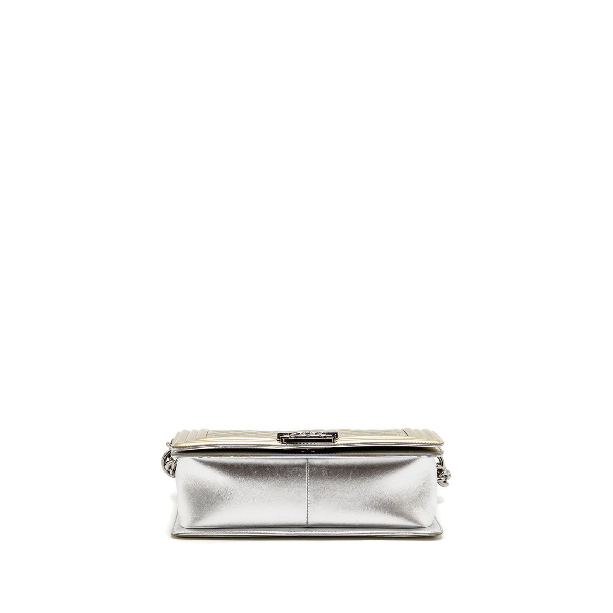 CHANEL MEDIUM BOY BAG METALLIC PATENT CALFSKIN/METALLIC LAMBSKIN GOLD/SILVER SHW