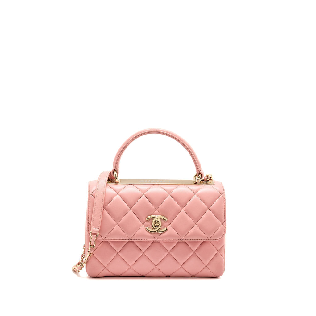 CHANEL TOP HANDLE TRENDY CC FLAP BAG LAMBSKIN PINK LGHW
