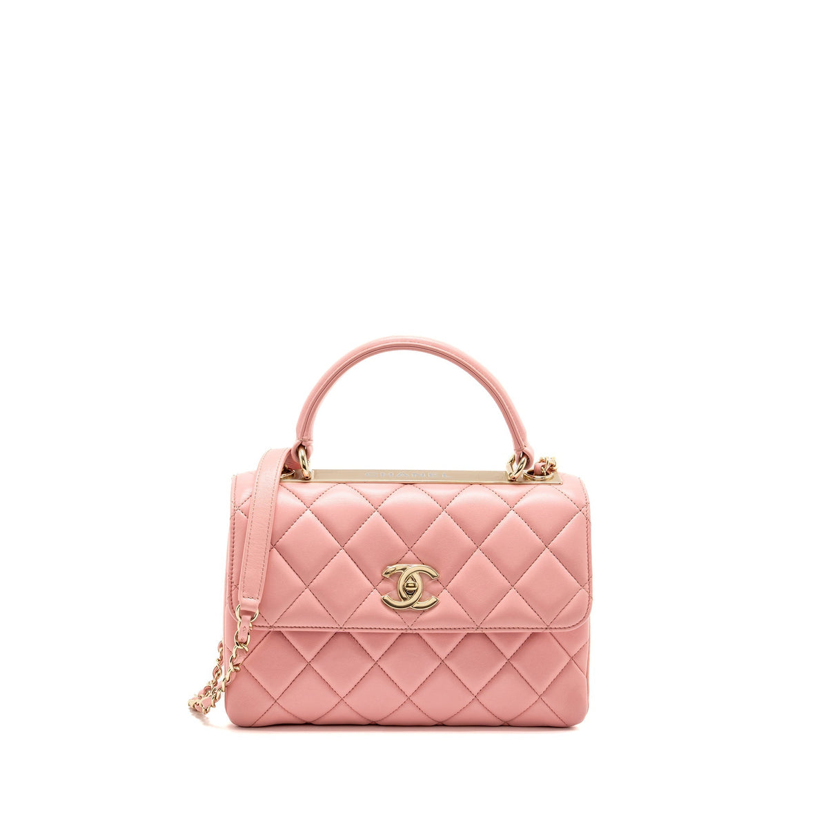 CHANEL TOP HANDLE TRENDY CC FLAP BAG LAMBSKIN PINK LGHW