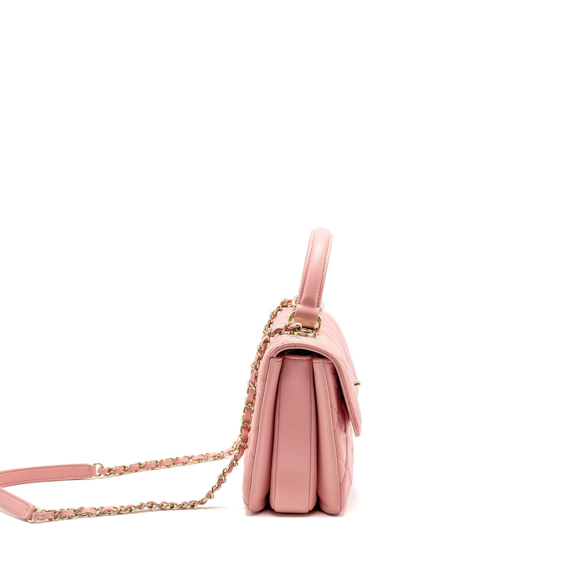 CHANEL TOP HANDLE TRENDY CC FLAP BAG LAMBSKIN PINK LGHW