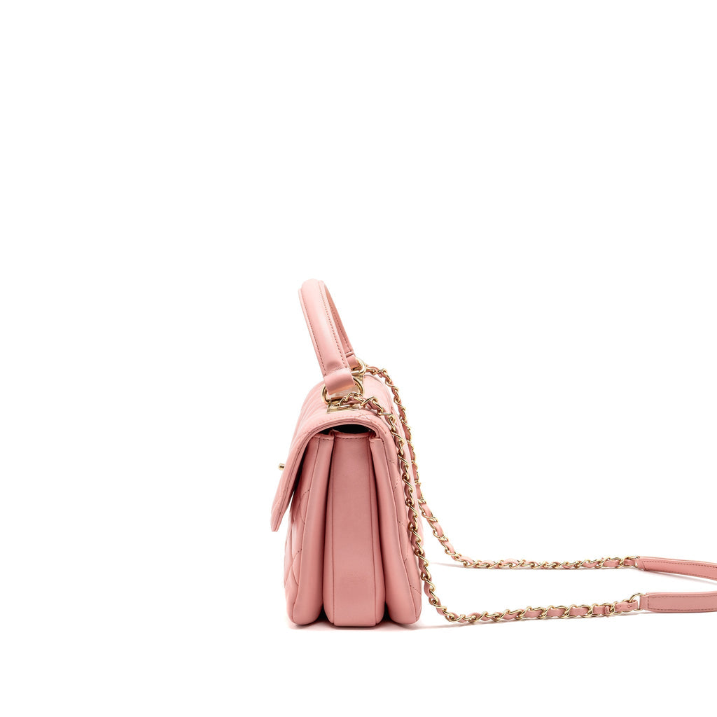 CHANEL TOP HANDLE TRENDY CC FLAP BAG LAMBSKIN PINK LGHW