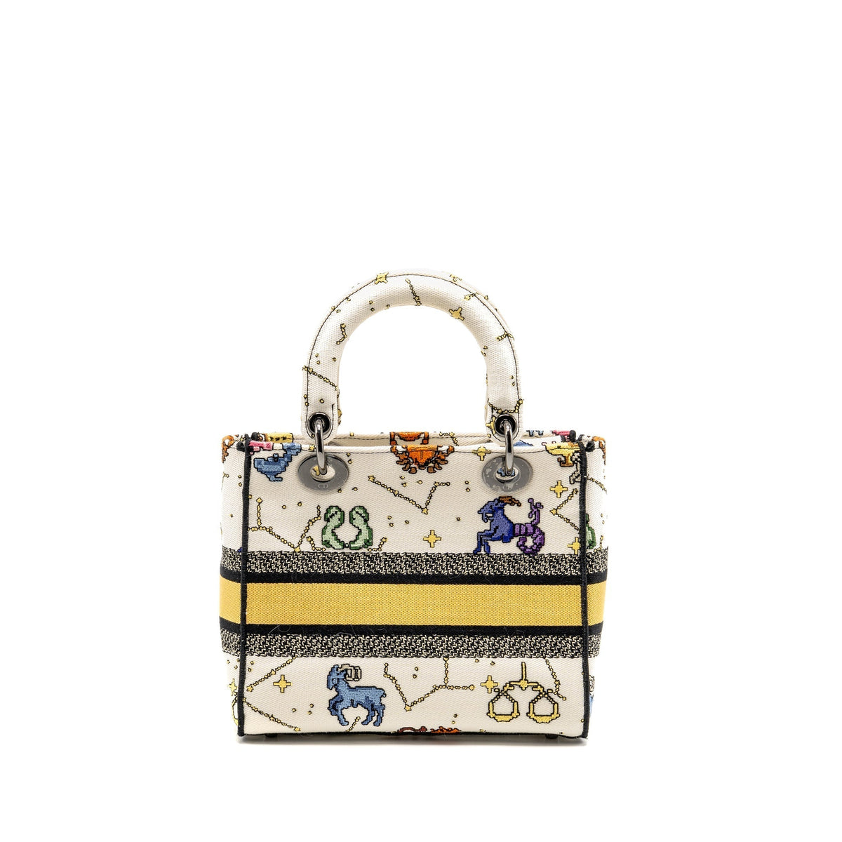 DIOR MEDIUM LADY D-LITE BAG PIXEL ZODIAC EMBROIDERY CANVAS MULTICOLOUR BLACK HARDWARE