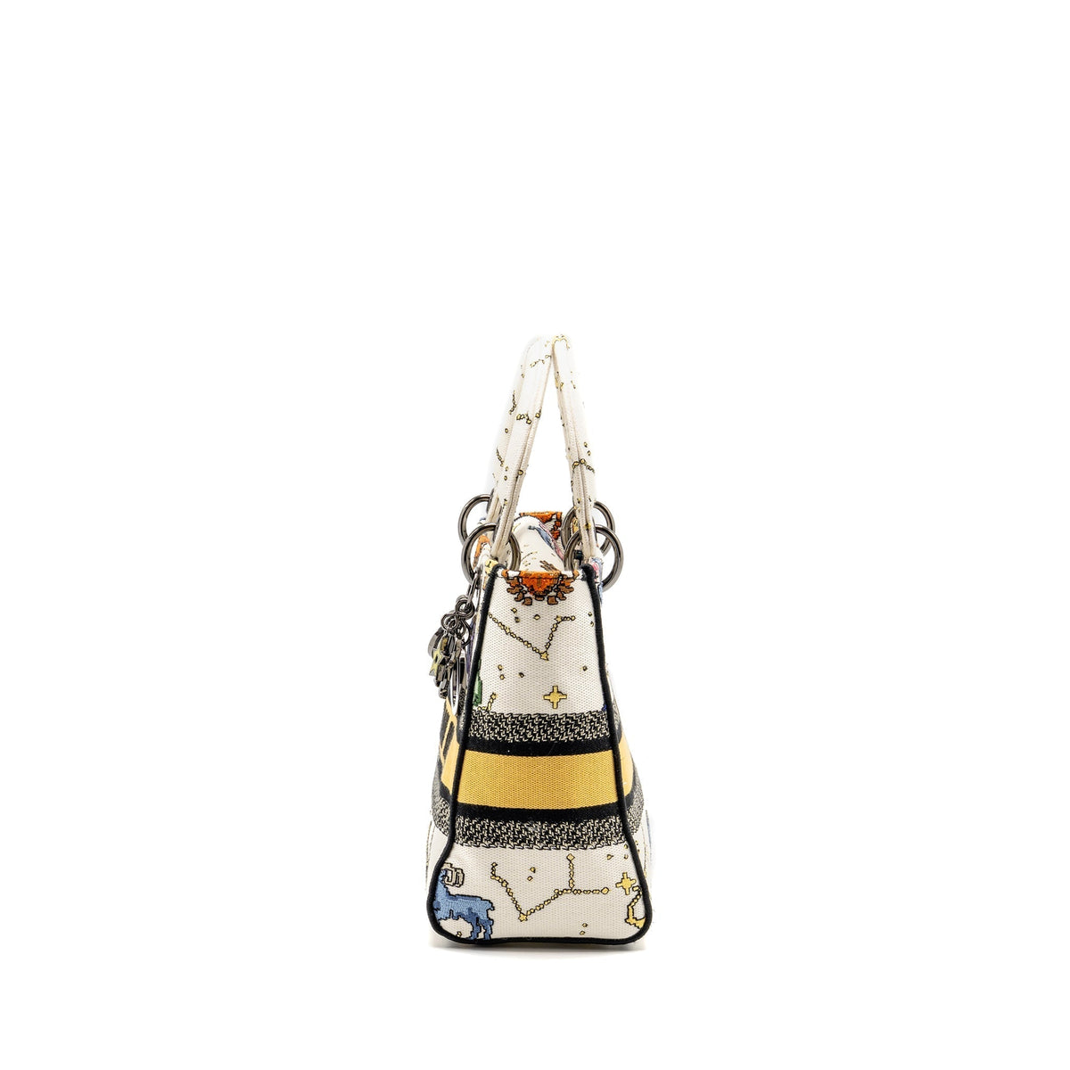 DIOR MEDIUM LADY D-LITE BAG PIXEL ZODIAC EMBROIDERY CANVAS MULTICOLOUR BLACK HARDWARE
