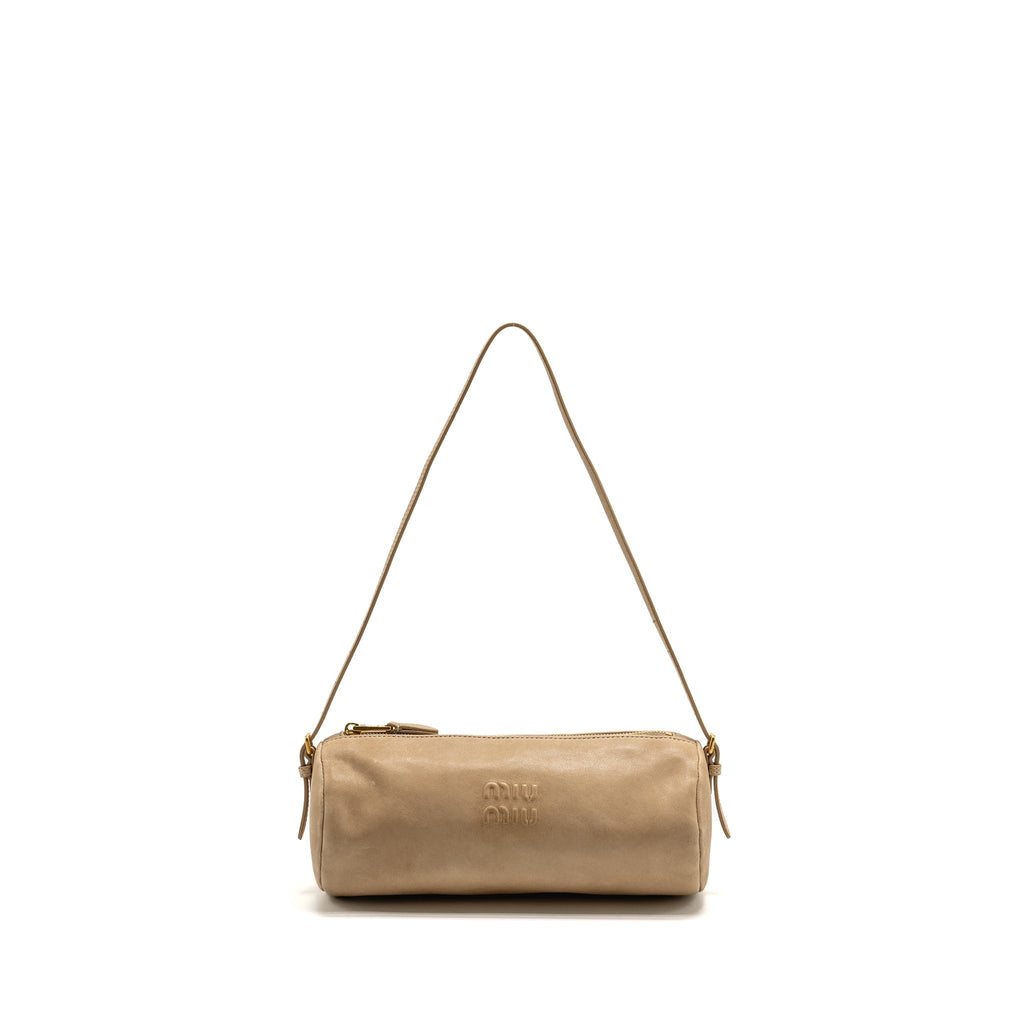 Miu Miu Clutch Bag Nappa Leather Beige GHW