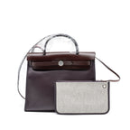 HERMES HERBAG 31 ZIP BAG TOILE H BERLINE CANVAS/VACHE HUNTER CASSIS/BLACK/ROUGE SELLIER SHW