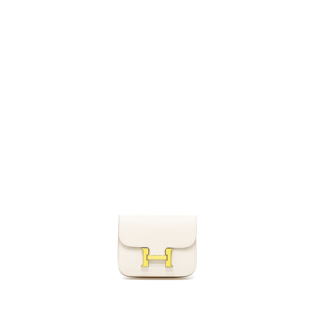 HERMES CONSTANCE SLIM EPSOM NATA/LIME LAQUE HARDWARE