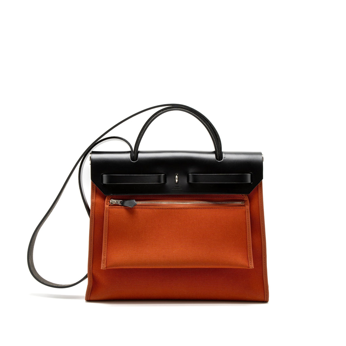 HERMES HERBAG 31 CANVAS/HUNTER CUIVRE/BLACK SHW