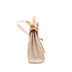 HERMES HERBAG ZIP 31 TOILE EN RELIEF CANVAS/LEATHER BRIDES SABLE/ECRU BEIGE/NAT SABLE SHW