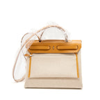 HERMES HERBAG ZIP 31 TOILE EN RELIEF CANVAS/LEATHER BRIDES SABLE/ECRU BEIGE/NAT SABLE SHW
