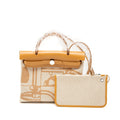 HERMES HERBAG ZIP 31 TOILE EN RELIEF CANVAS/LEATHER BRIDES SABLE/ECRU BEIGE/NAT SABLE SHW