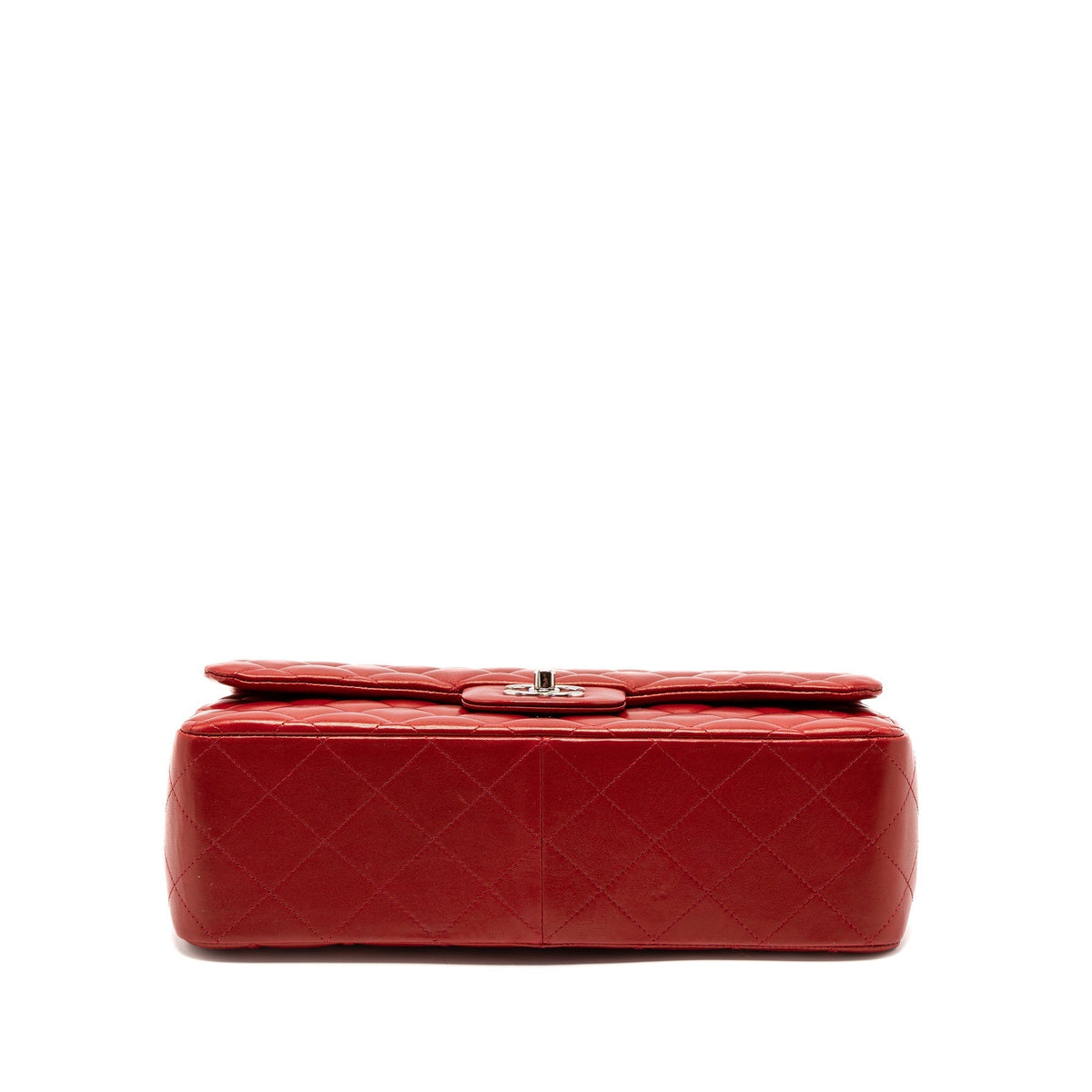 CHANEL JUMBO CLASSIC SINGLE FLAP BAG LAMBSKIN RED SHW