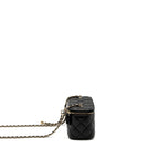 CHANEL 23C PEARL CRUSH LONG VANITY WITH CHAIN LAMBSKIN BLACK LGHW (MICROCHIP)