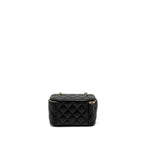 CHANEL 23C PEARL CRUSH LONG VANITY WITH CHAIN LAMBSKIN BLACK LGHW (MICROCHIP)