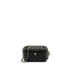 CHANEL 23C PEARL CRUSH LONG VANITY WITH CHAIN LAMBSKIN BLACK LGHW (MICROCHIP)