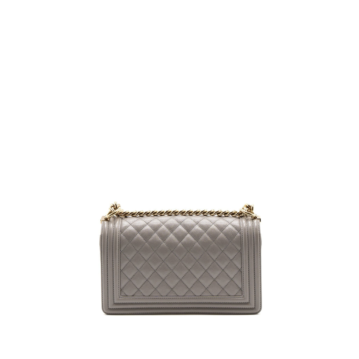 CHANEL MEDIUM BOY BAG CAVIAR LIGHT GREY LGHW