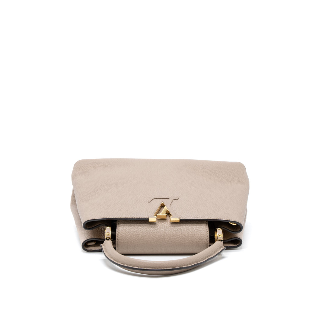 LOUIS VUITTON CAPUCINES MM TAURILLON LIGHT GREY GHW