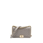 CHANEL MEDIUM BOY BAG CAVIAR LIGHT GREY LGHW