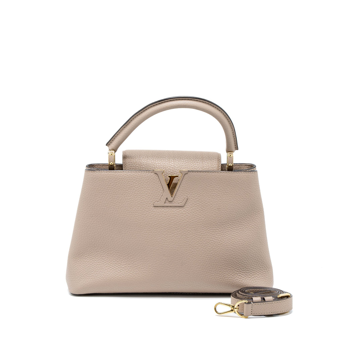 LOUIS VUITTON CAPUCINES MM TAURILLON LIGHT GREY GHW