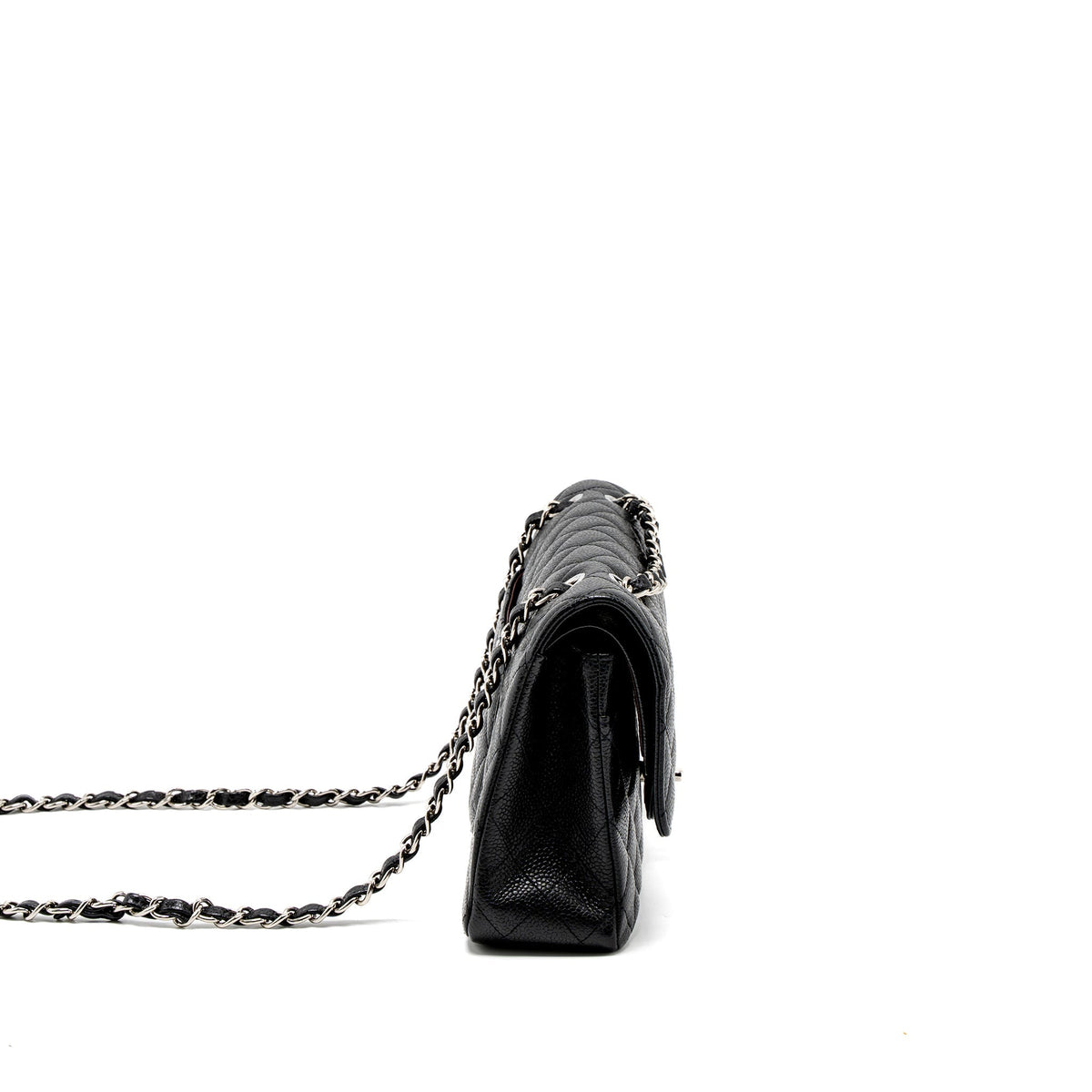 CHANEL MEDIUM CLASSIC DOUBLE FLAP BAG CAVIAR BLACK SHW