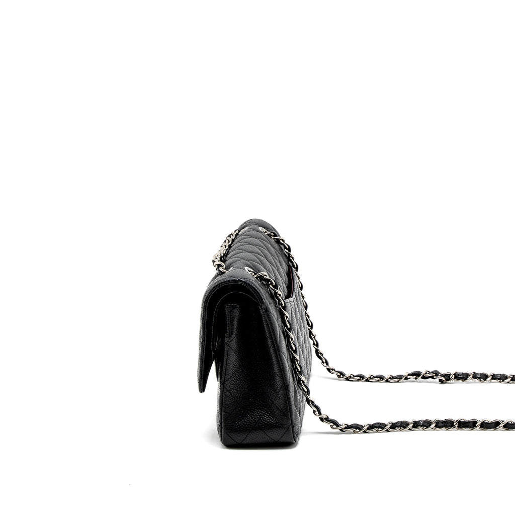 CHANEL MEDIUM CLASSIC DOUBLE FLAP BAG CAVIAR BLACK SHW
