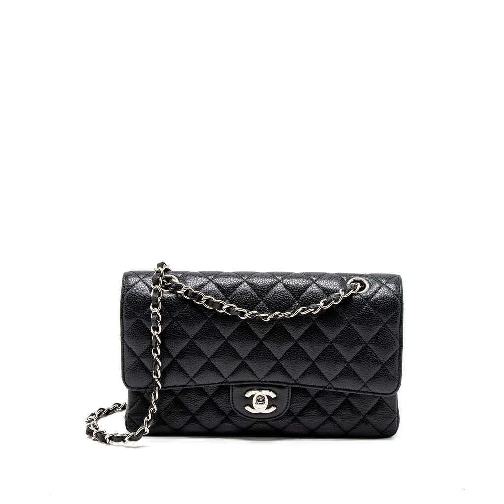 CHANEL MEDIUM CLASSIC DOUBLE FLAP BAG CAVIAR BLACK SHW