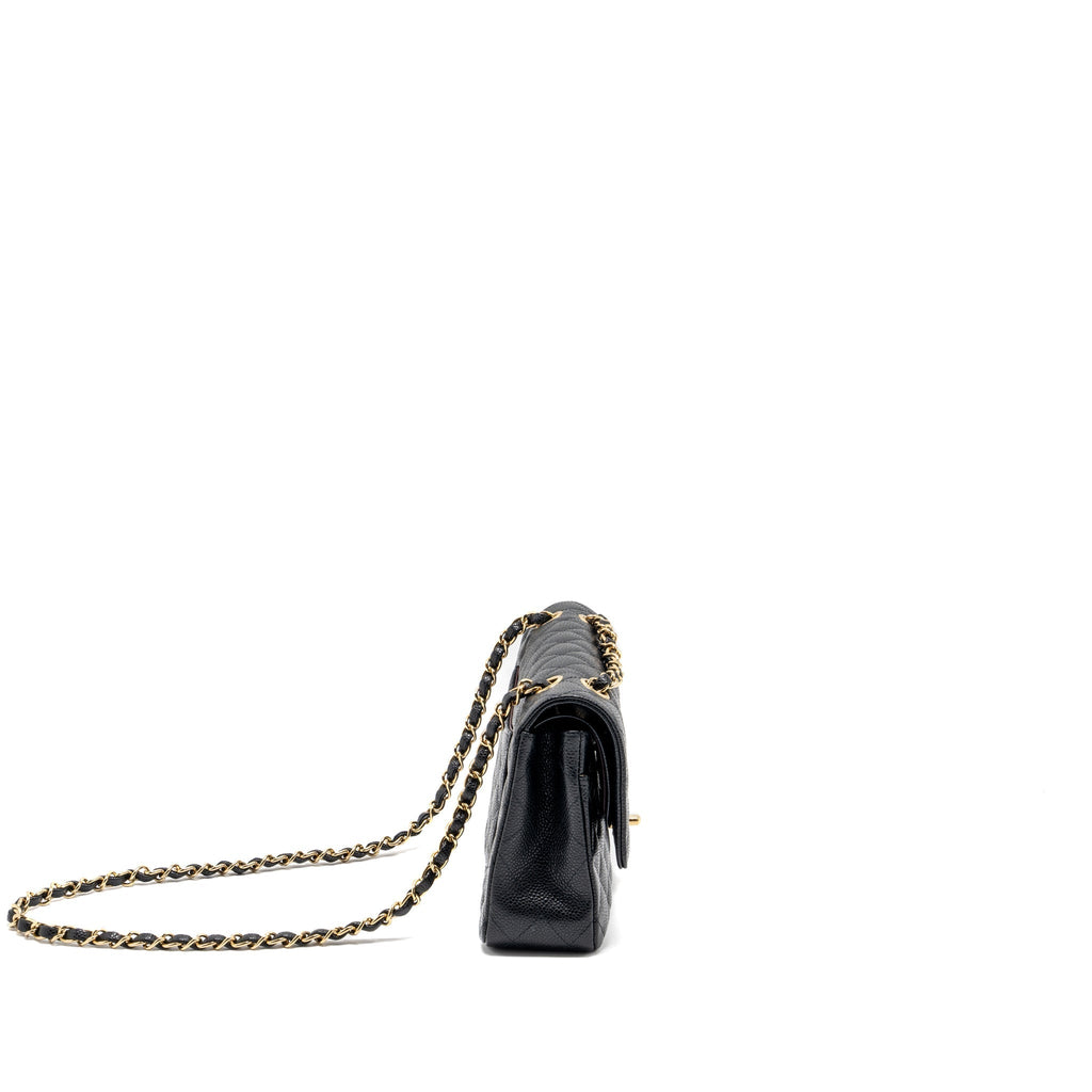 CHANEL MEDIUM CLASSIC DOUBLE FLAP BAG CAVIAR BLACK GHW