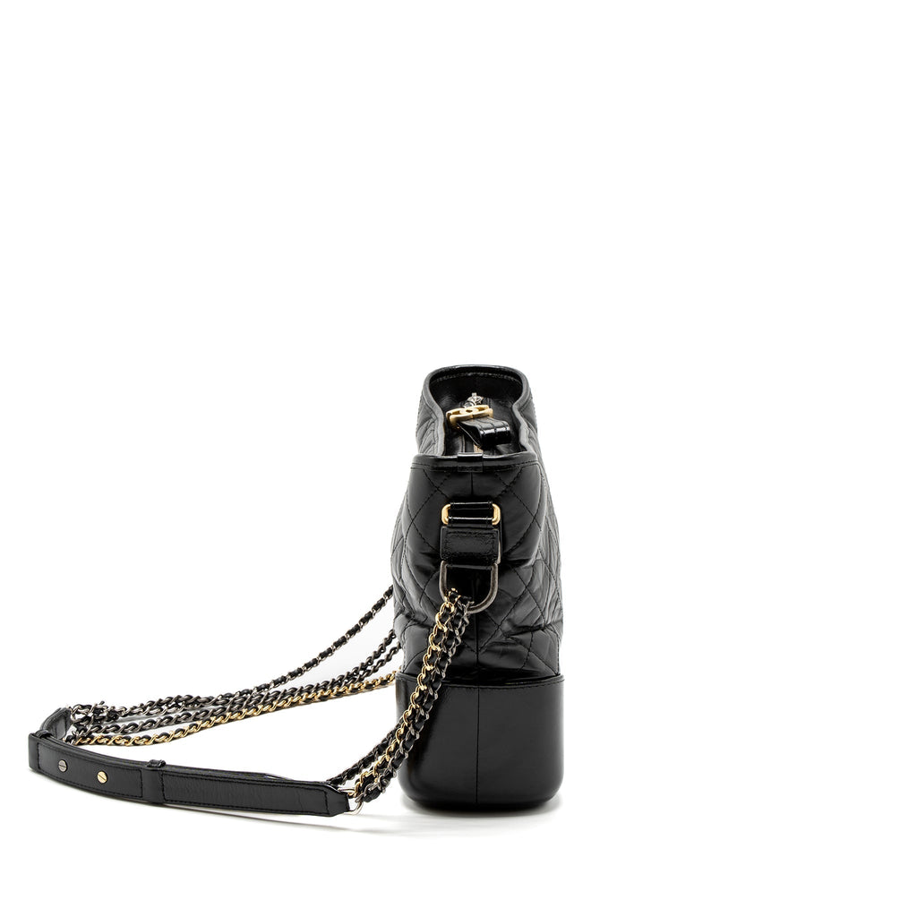 CHANEL LARGE GABRIELLE HOBO BAG AGED CALFSKIN BLACK MULTICOLOUR HARDWARE