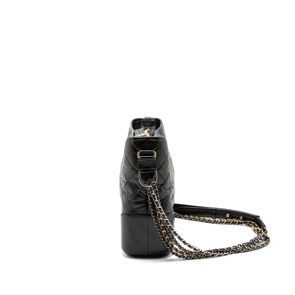 CHANEL LARGE GABRIELLE HOBO BAG AGED CALFSKIN BLACK MULTICOLOUR HARDWARE