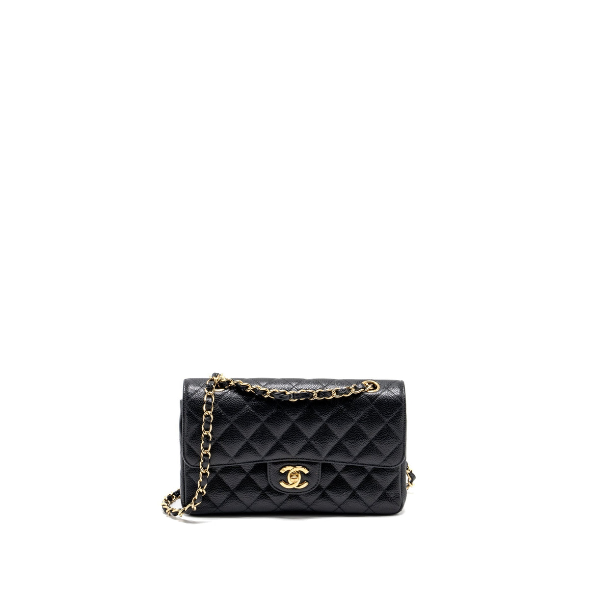 CHANEL VINTAGE SMALL CLASSIC DOUBLE FLAP BAG CAVIAR BLACK GHW